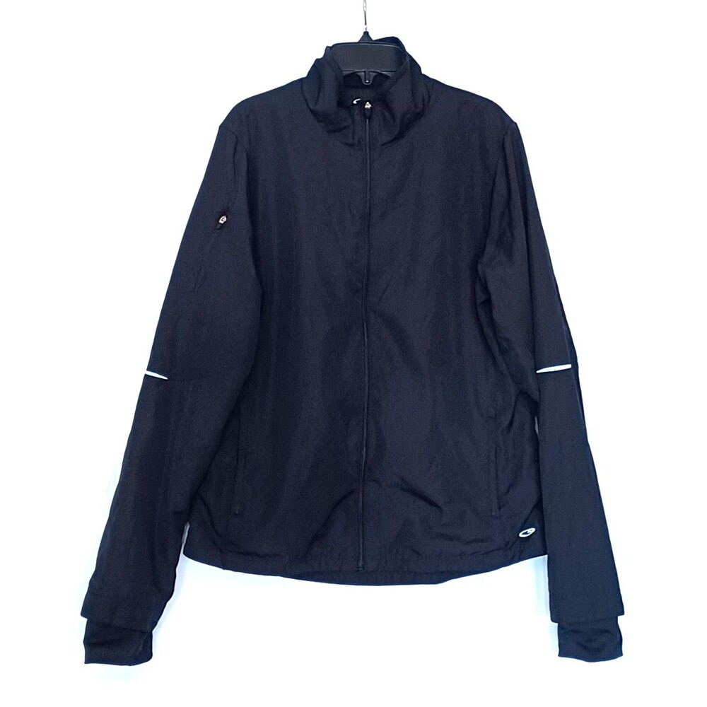 C9 Champion Women's Large Black Track Jacket Full Zip Reflective Zip Pockets